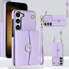 For Samsung Galaxy S24+ 5G RFID Card Slot Phone Case with Long Lanyard(Purple) - 1