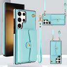 For Samsung Galaxy S24 Ultra 5G RFID Card Slot Phone Case with Long Lanyard(Mint Green) - 1