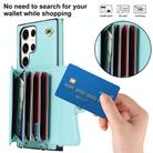 For Samsung Galaxy S24 Ultra 5G RFID Card Slot Phone Case with Long Lanyard(Mint Green) - 2