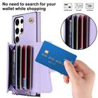 For Samsung Galaxy S24 Ultra 5G RFID Card Slot Phone Case with Long Lanyard(Purple) - 2