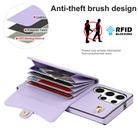 For Samsung Galaxy S24 Ultra 5G RFID Card Slot Phone Case with Long Lanyard(Purple) - 3