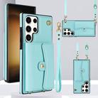 For Samsung Galaxy S25 Ultra 5G RFID Card Slot Phone Case with Long Lanyard(Mint Green) - 1