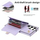 For Samsung Galaxy S25 Ultra 5G RFID Card Slot Phone Case with Long Lanyard(Purple) - 3