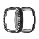 For Fitbit Versa 3 / Versa Sense Double Row Plating Diamonds PC Protective Case(Black) - 1