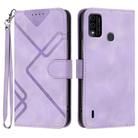 For Itel A48 Line Pattern Skin Feel Leather Phone Case(Light Purple) - 1
