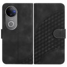 For vivo V50 Elephant Head Embossed Phone Leather Case with Lanyard(Black) - 1