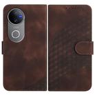 For vivo V50 Elephant Head Embossed Phone Leather Case with Lanyard(Coffee) - 1