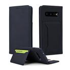 For Samsung Galaxy S10 Strong Magnetism Liquid Feel Horizontal Flip Leather Case with Holder & Card Slots & Wallet(Black) - 1