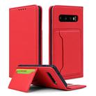 For Samsung Galaxy S10 Strong Magnetism Liquid Feel Horizontal Flip Leather Case with Holder & Card Slots & Wallet(Red) - 1