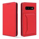 For Samsung Galaxy S10 Strong Magnetism Liquid Feel Horizontal Flip Leather Case with Holder & Card Slots & Wallet(Red) - 2