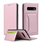 For Samsung Galaxy S10 Strong Magnetism Liquid Feel Horizontal Flip Leather Case with Holder & Card Slots & Wallet(Rose Gold) - 1