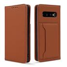 For Samsung Galaxy S10 Strong Magnetism Liquid Feel Horizontal Flip Leather Case with Holder & Card Slots & Wallet(Brown) - 2