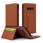 For Samsung Galaxy S10e Strong Magnetism Liquid Feel Horizontal Flip Leather Case with Holder & Card Slots & Wallet(Brown) - 1