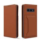 For Samsung Galaxy S10e Strong Magnetism Liquid Feel Horizontal Flip Leather Case with Holder & Card Slots & Wallet(Brown) - 2