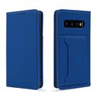 For Samsung Galaxy S10+ Strong Magnetism Liquid Feel Horizontal Flip Leather Case with Holder & Card Slots & Wallet(Blue) - 1
