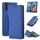 For Samsung Galaxy A21 Strong Magnetism Liquid Feel Horizontal Flip Leather Case with Holder & Card Slots & Wallet(Blue) - 1