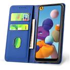 For Samsung Galaxy A21 Strong Magnetism Liquid Feel Horizontal Flip Leather Case with Holder & Card Slots & Wallet(Blue) - 3