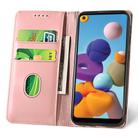 For Samsung Galaxy A21 Strong Magnetism Liquid Feel Horizontal Flip Leather Case with Holder & Card Slots & Wallet(Rose Gold) - 3