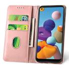 For Samsung Galaxy A21 Strong Magnetism Liquid Feel Horizontal Flip Leather Case with Holder & Card Slots & Wallet(Rose Gold) - 3