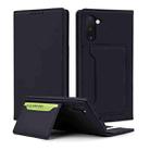 For Samsung Galaxy Note10 Strong Magnetism Liquid Feel Horizontal Flip Leather Case with Holder & Card Slots & Wallet(Black) - 1