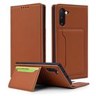 For Samsung Galaxy Note10 Strong Magnetism Liquid Feel Horizontal Flip Leather Case with Holder & Card Slots & Wallet(Brown) - 1