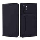 For Samsung Galaxy Note10+ Strong Magnetism Liquid Feel Horizontal Flip Leather Case with Holder & Card Slots & Wallet(Black) - 1