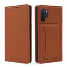 For Samsung Galaxy Note10+ Strong Magnetism Liquid Feel Horizontal Flip Leather Case with Holder & Card Slots & Wallet(Brown) - 1