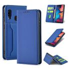 For Samsung Galaxy A20 Strong Magnetism Liquid Feel Horizontal Flip Leather Case with Holder & Card Slots & Wallet(Blue) - 1