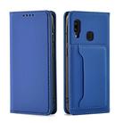 For Samsung Galaxy A20 Strong Magnetism Liquid Feel Horizontal Flip Leather Case with Holder & Card Slots & Wallet(Blue) - 2
