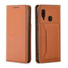 For Samsung Galaxy A20 Strong Magnetism Liquid Feel Horizontal Flip Leather Case with Holder & Card Slots & Wallet(Brown) - 2