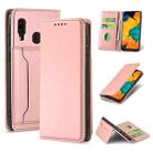 For Samsung Galaxy A30 Strong Magnetism Liquid Feel Horizontal Flip Leather Case with Holder & Card Slots & Wallet(Rose Gold) - 1