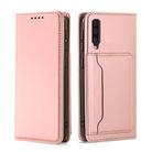 For Samsung Galaxy A30s Strong Magnetism Liquid Feel Horizontal Flip Leather Case with Holder & Card Slots & Wallet(Rose Gold) - 1