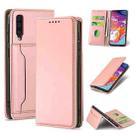 For Samsung Galaxy A70 Strong Magnetism Liquid Feel Horizontal Flip Leather Case with Holder & Card Slots & Wallet(Rose Gold) - 1