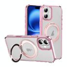 For iPhone 16 Translucent Frosted MagSafe Holder Phone Case with AI Button(Pink) - 1