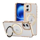 For iPhone 16 Translucent Frosted MagSafe Holder Phone Case with AI Button(Gold) - 1