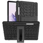 For Samsung Galaxy Tab S7 Lite T730 / T735 & S7+ T970 / T976B Tire Texture Shockproof TPU + PC Protective Case with Holder(Black) - 1