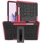 For Samsung Galaxy Tab S7 Lite T730 / T735 & S7+ T970 / T976B Tire Texture Shockproof TPU + PC Protective Case with Holder(Rose Red) - 1