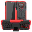 For LG Harmony 4 Tire Texture Shockproof TPU + PC Protective Case with Holder(Red) - 1