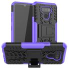 For LG Harmony 4 Tire Texture Shockproof TPU + PC Protective Case with Holder(Purple) - 1