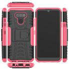 For LG Harmony 4 Tire Texture Shockproof TPU + PC Protective Case with Holder(Rose Red) - 2