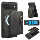 For Google Pixel 6 Zipper Wallet Split MagSafe Leather Back Phone Case(Black) - 1