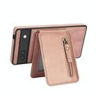 For Google Pixel 6 Zipper Wallet Split MagSafe Leather Back Phone Case(Rose Gold) - 3