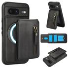 For Google Pixel 8 Zipper Wallet Split MagSafe Leather Back Phone Case(Black) - 1