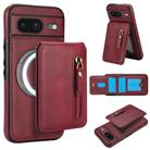 For Google Pixel 8 Zipper Wallet Split MagSafe Leather Back Phone Case(Red) - 1