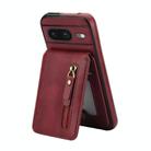 For Google Pixel 8 Zipper Wallet Split MagSafe Leather Back Phone Case(Red) - 2