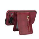 For Google Pixel 8 Zipper Wallet Split MagSafe Leather Back Phone Case(Red) - 3