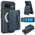For Google Pixel 8 Zipper Wallet Split MagSafe Leather Back Phone Case(Blue) - 1
