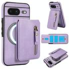 For Google Pixel 8 Zipper Wallet Split MagSafe Leather Back Phone Case(Purple) - 1