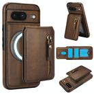 For Google Pixel 8 Zipper Wallet Split MagSafe Leather Back Phone Case(Brown) - 1