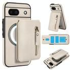 For Google Pixel 8a Zipper Wallet Split MagSafe Leather Back Phone Case(White) - 1